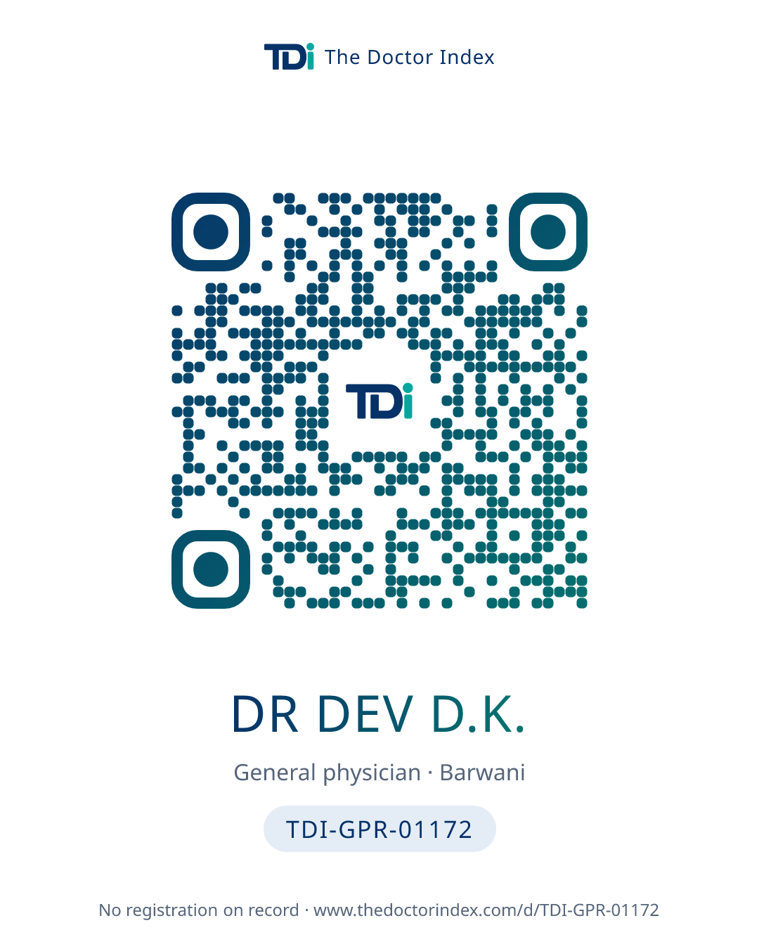 QR card for Dr Dev D.K., TDI-GPR-01172