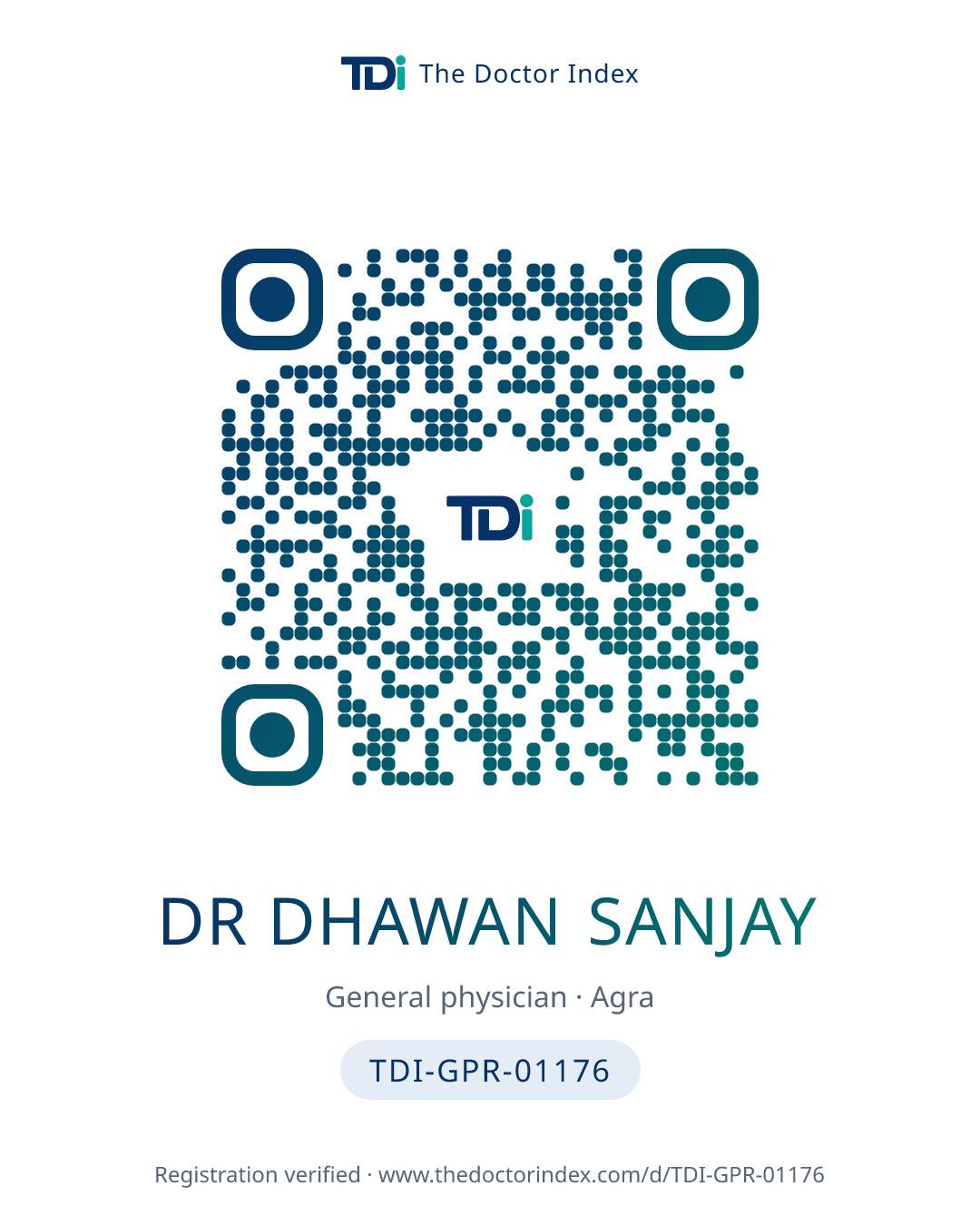 QR card for Dr Dhawan Sanjay, TDI-GPR-01176