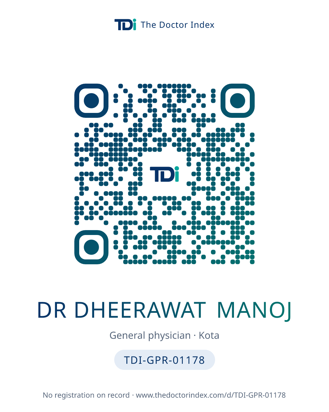 QR card for Dr Dheerawat Manoj, TDI-GPR-01178