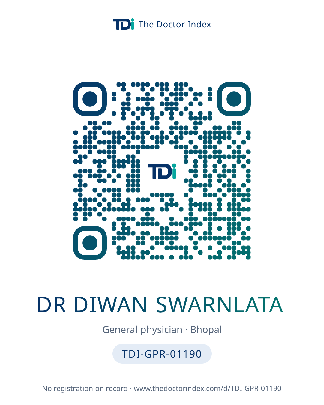 QR card for Dr Diwan Swarnlata, TDI-GPR-01190