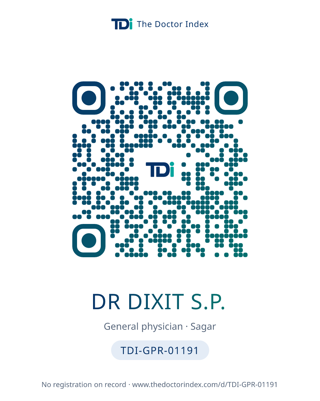 QR card for Dr Dixit S.P., TDI-GPR-01191