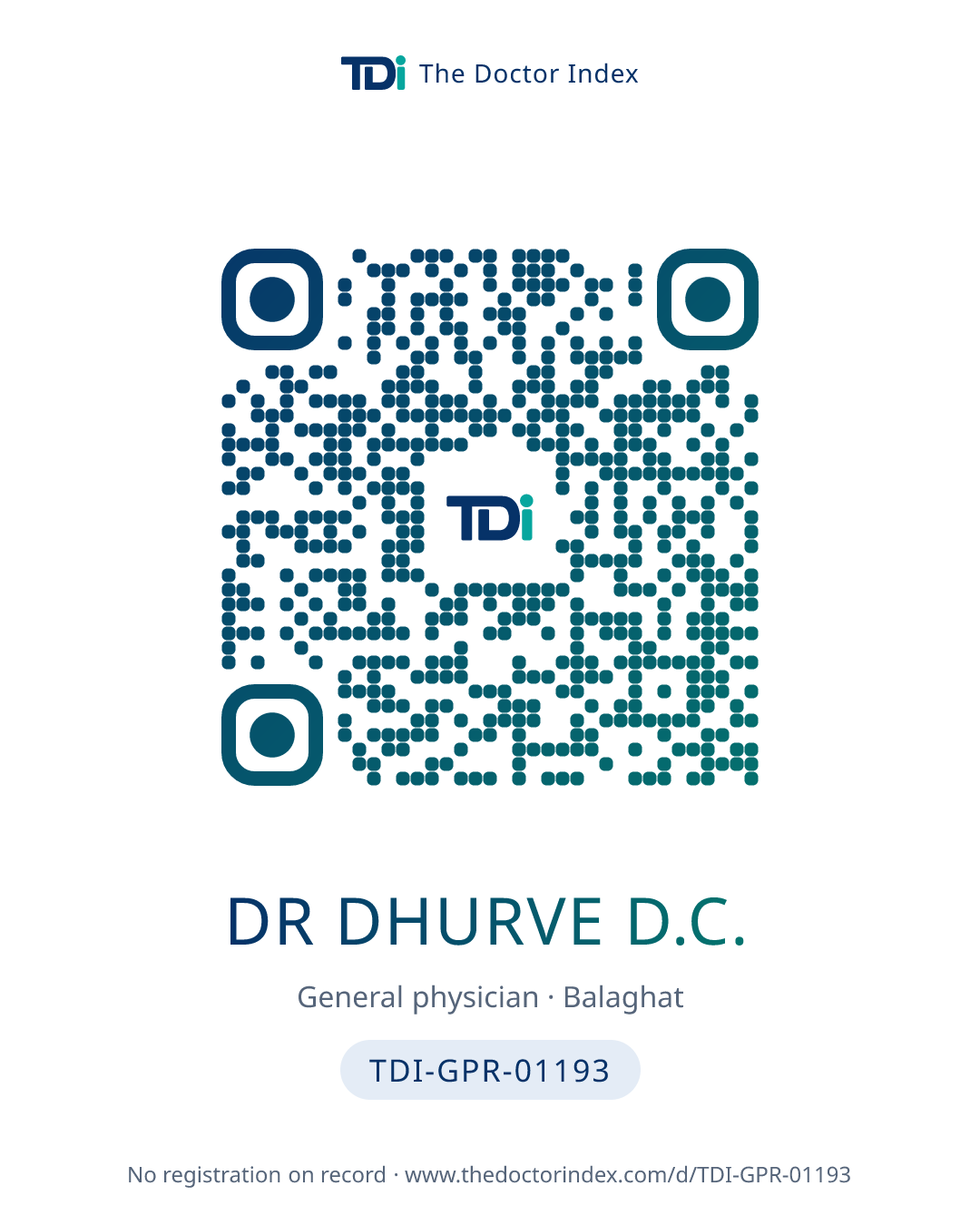 QR card for Dr Dhurve D.C., TDI-GPR-01193