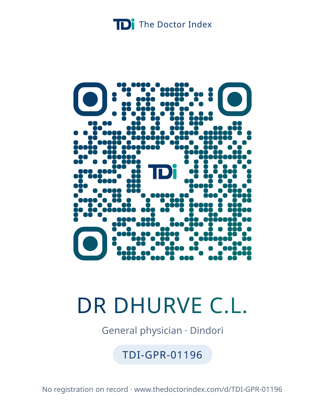 QR card for Dr Dhurve C.L., TDI-GPR-01196