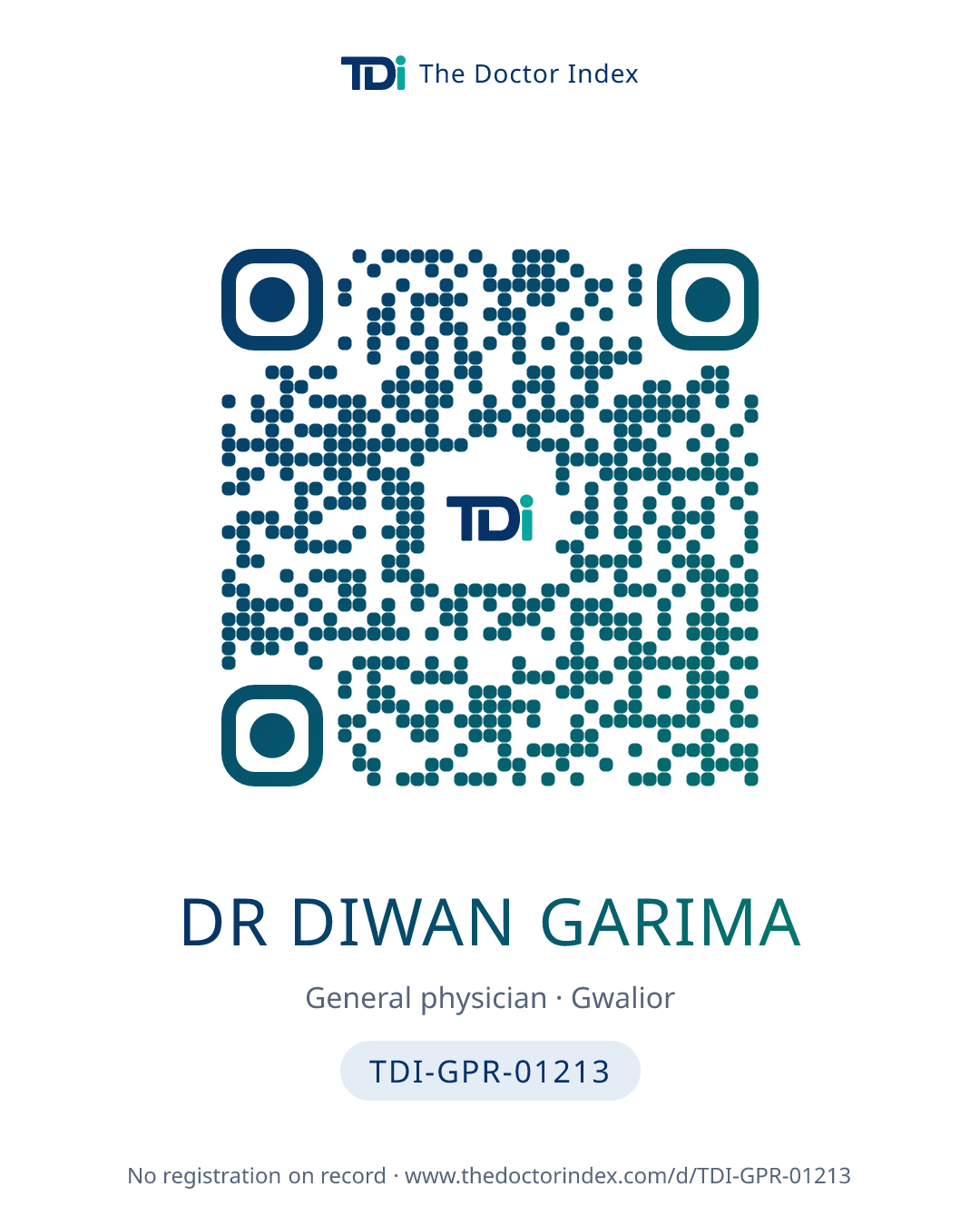 QR card for Dr Diwan Garima, TDI-GPR-01213