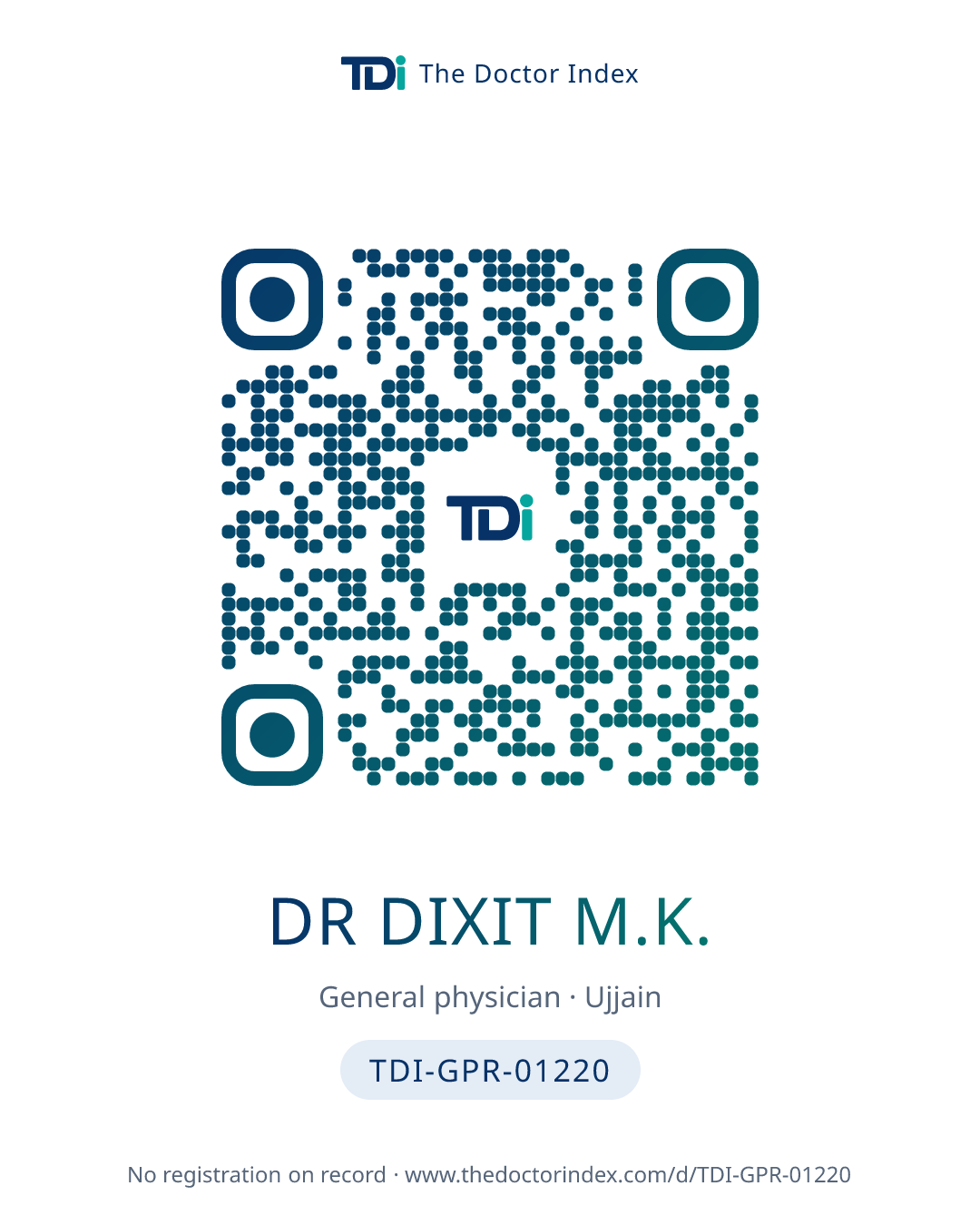 QR card for Dr Dixit M.K., TDI-GPR-01220