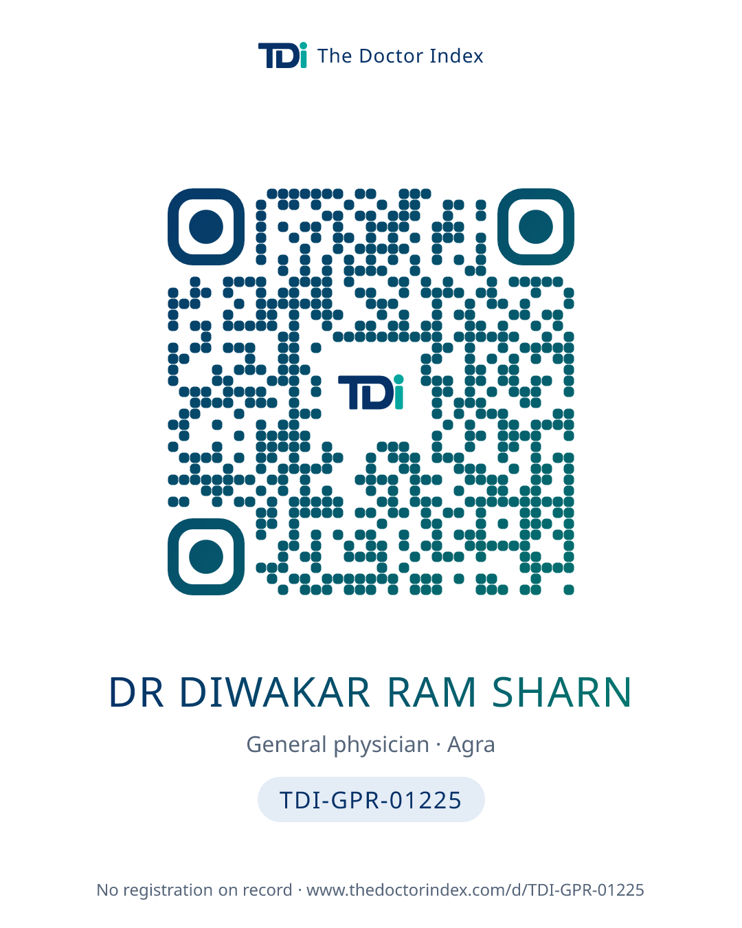 QR card for Dr Diwakar Ram Sharn, TDI-GPR-01225