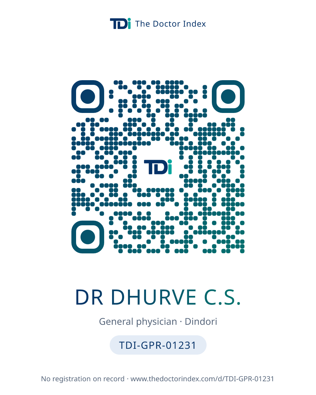 QR card for Dr Dhurve C.S., TDI-GPR-01231
