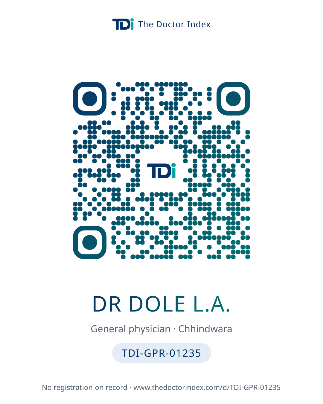 QR card for Dr Dole L.A., TDI-GPR-01235