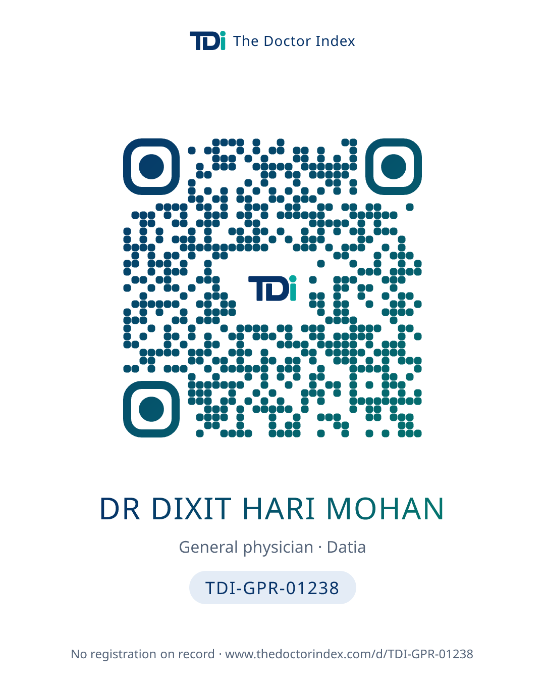 QR card for Dr Dixit Hari Mohan, TDI-GPR-01238