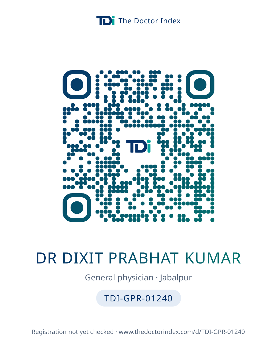 QR card for Dr Dixit Prabhat Kumar, TDI-GPR-01240
