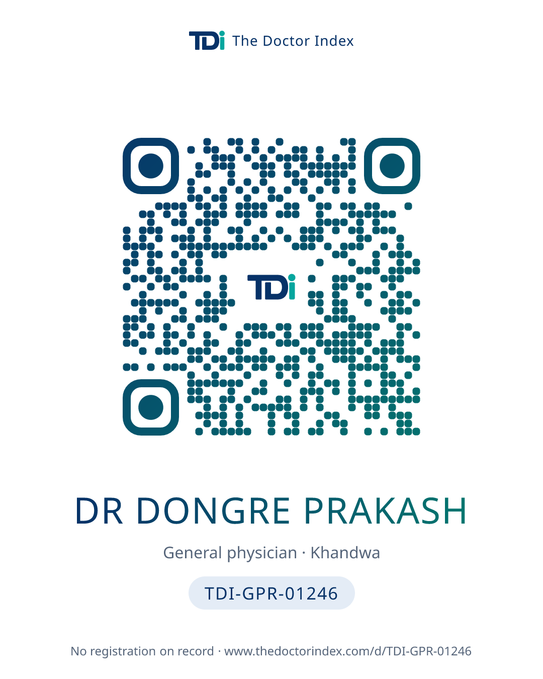 QR card for Dr Dongre Prakash, TDI-GPR-01246