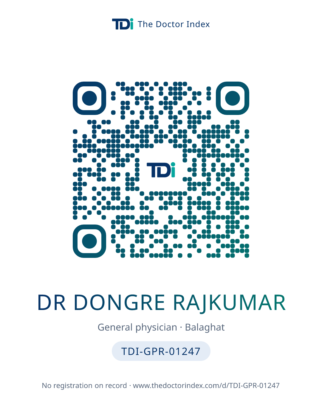 QR card for Dr Dongre Rajkumar, TDI-GPR-01247