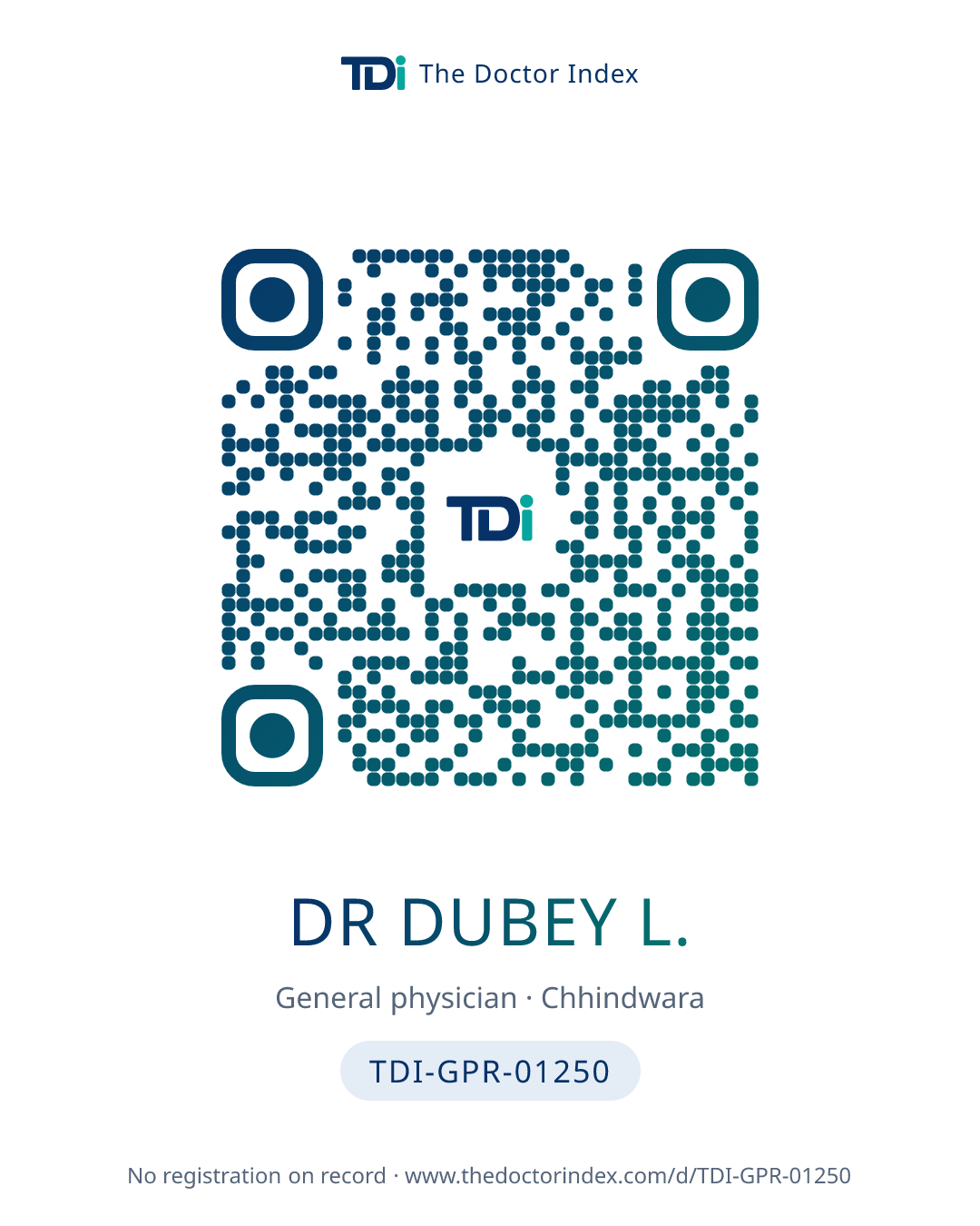 QR card for Dr Dubey L., TDI-GPR-01250