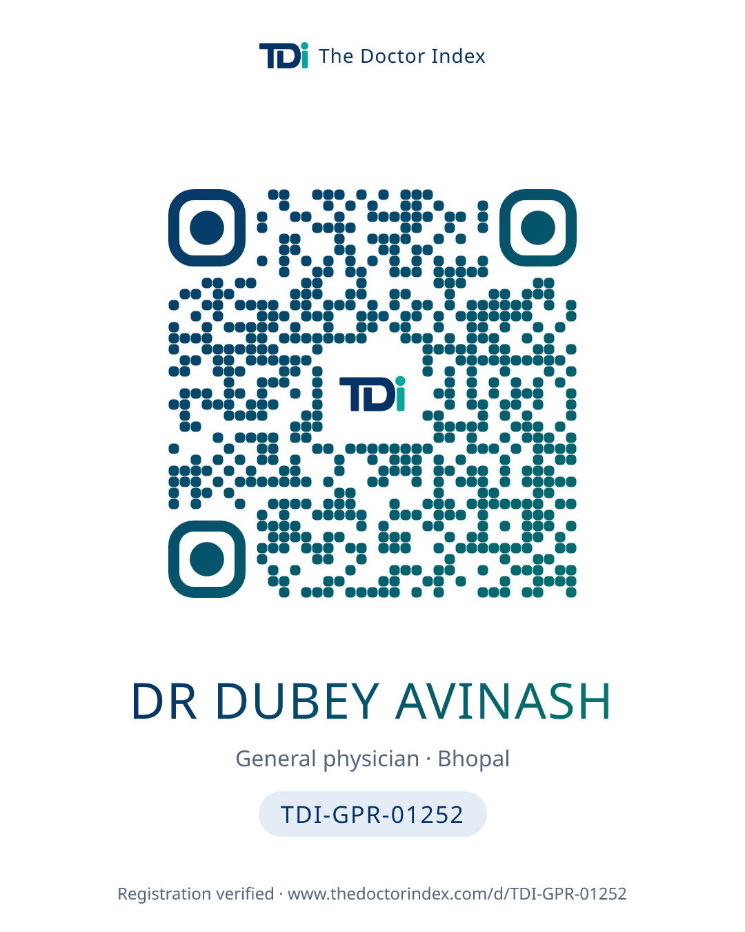 QR card for Dr Dubey Avinash, TDI-GPR-01252