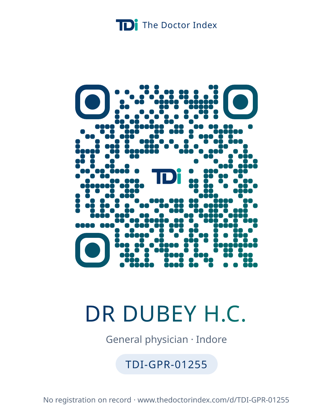 QR card for Dr Dubey H.C., TDI-GPR-01255