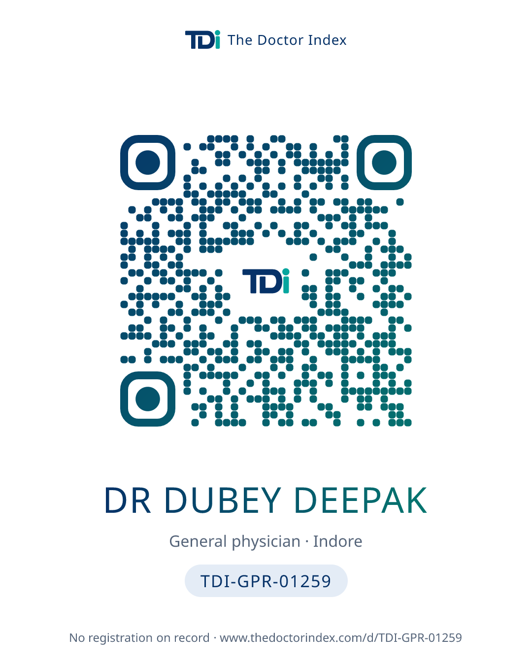 QR card for Dr Dubey Deepak, TDI-GPR-01259