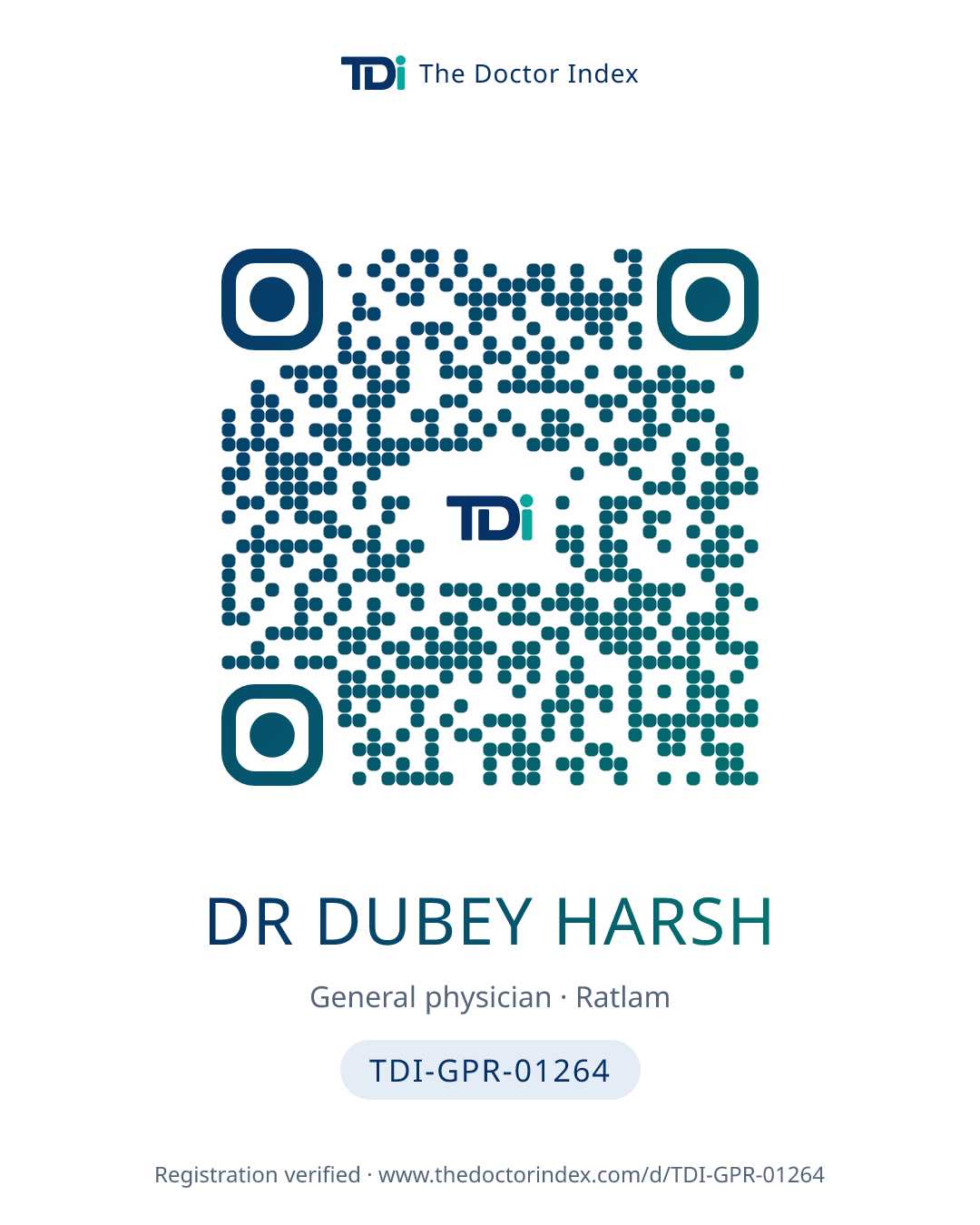 QR card for Dr Dubey Harsh, TDI-GPR-01264