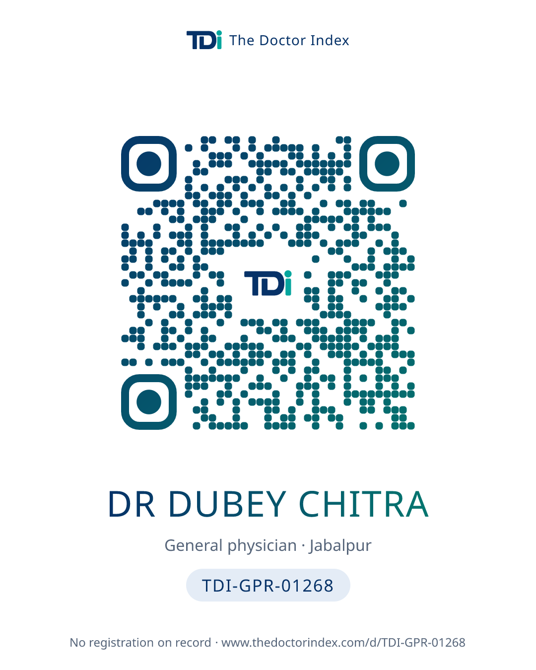 QR card for Dr Dubey Chitra, TDI-GPR-01268