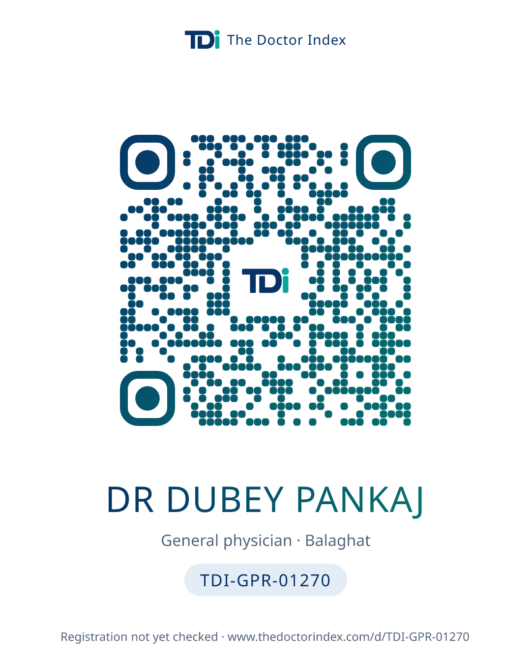 QR card for Dr Dubey Pankaj, TDI-GPR-01270