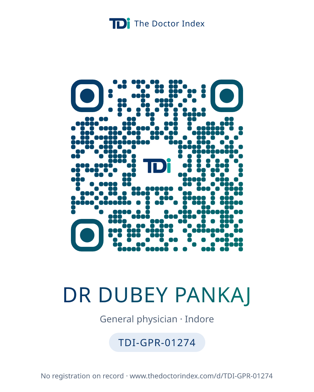 QR card for Dr Dubey Pankaj, TDI-GPR-01274