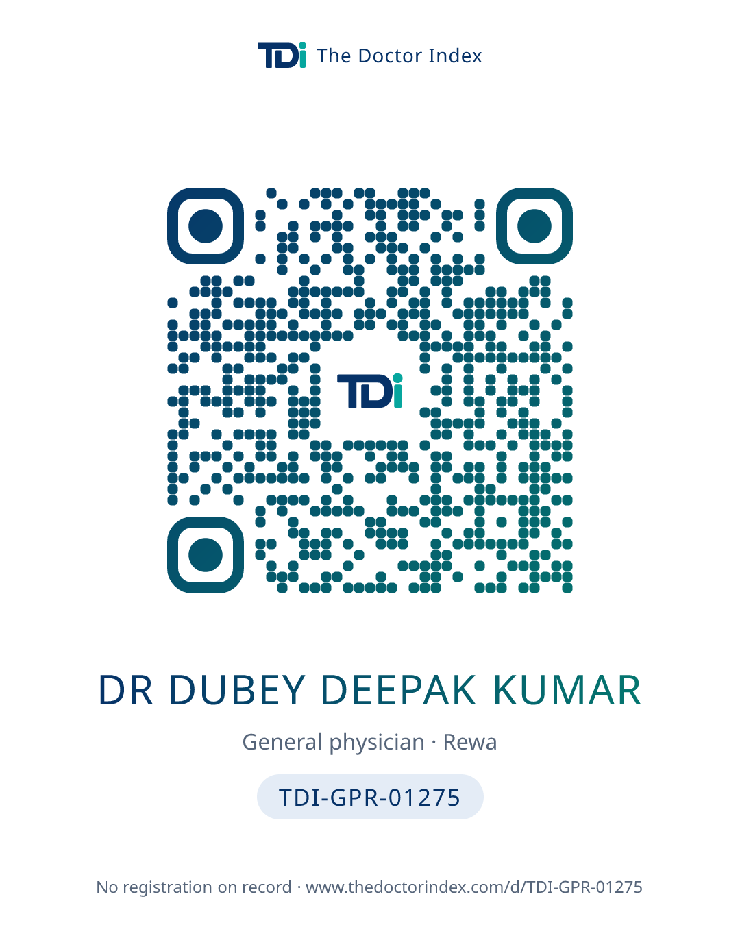 QR card for Dr Dubey Deepak Kumar, TDI-GPR-01275