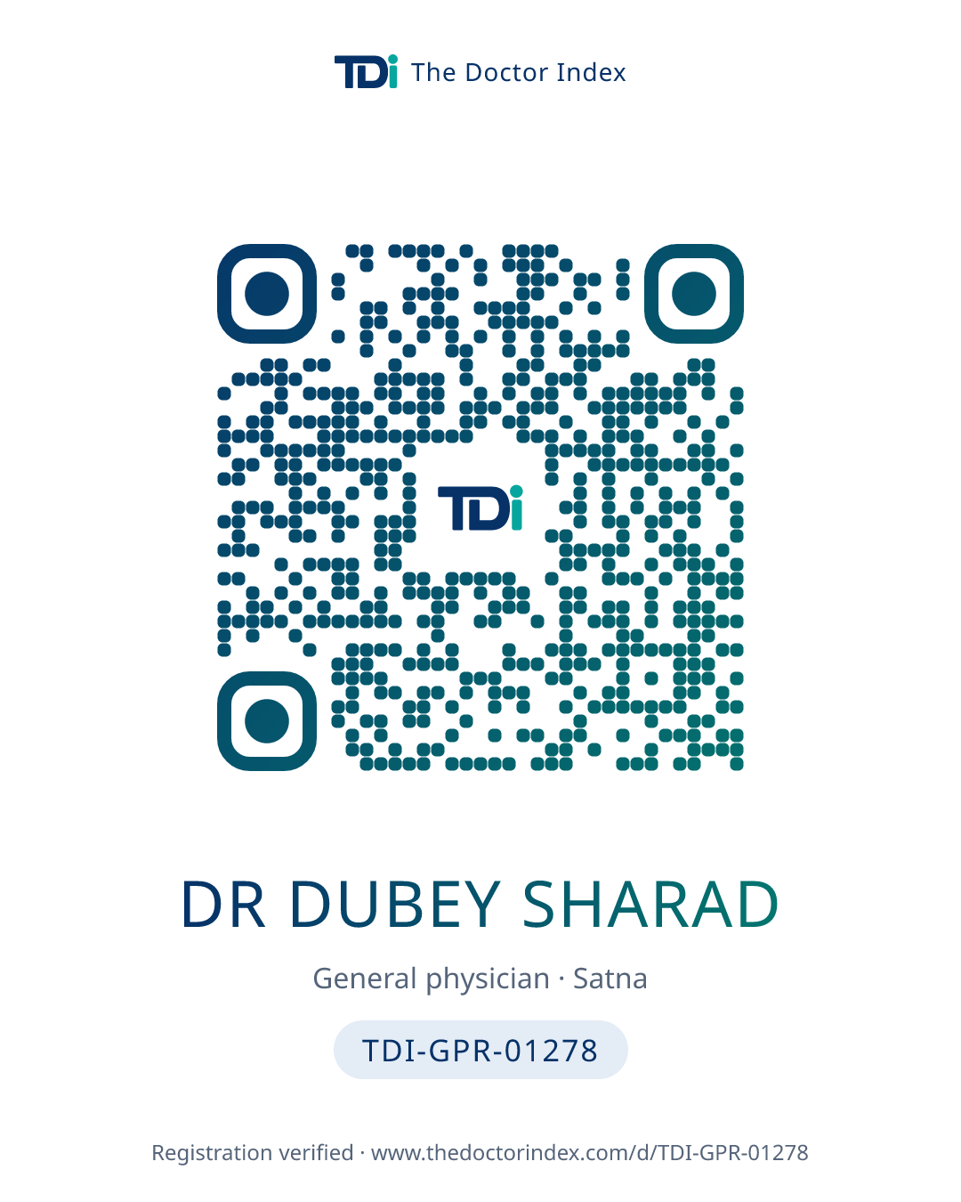 QR card for Dr Dubey Sharad, TDI-GPR-01278