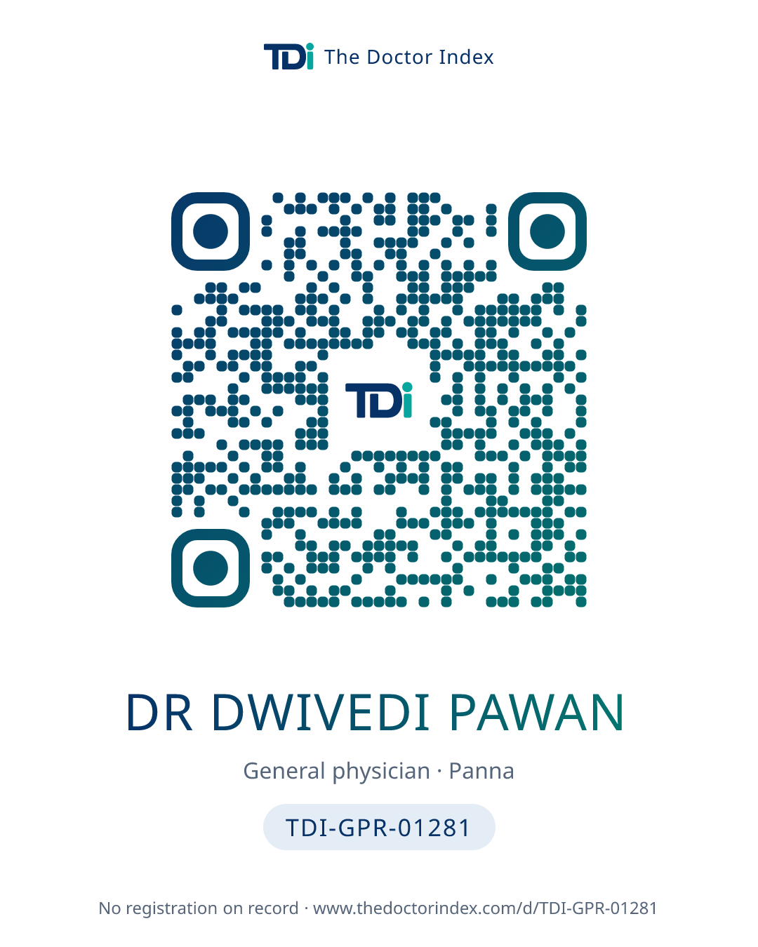QR card for Dr Dwivedi Pawan, TDI-GPR-01281
