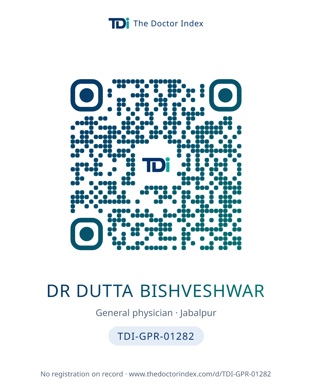 QR card for Dr Dutta Bishveshwar, TDI-GPR-01282