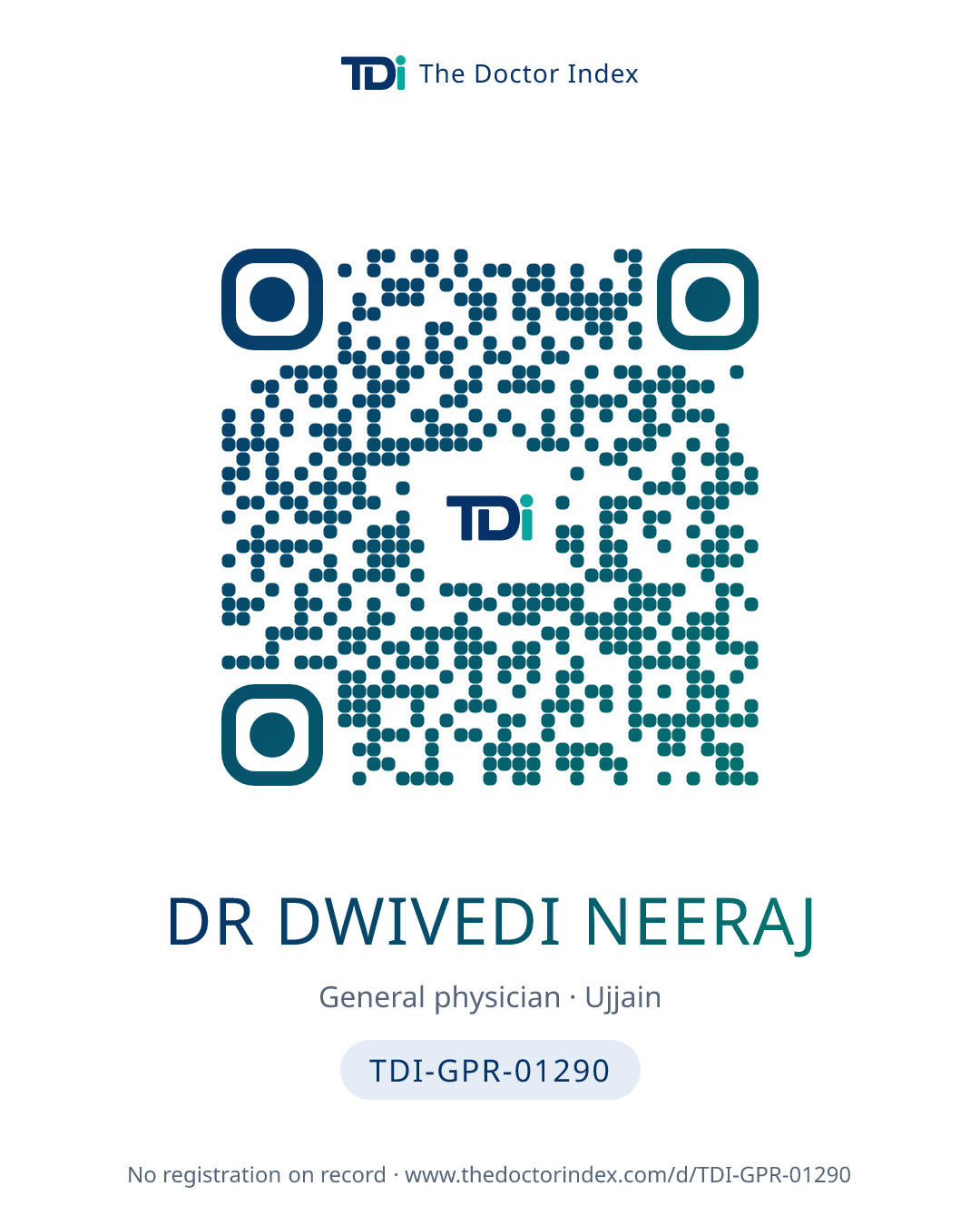 QR card for Dr Dwivedi Neeraj, TDI-GPR-01290