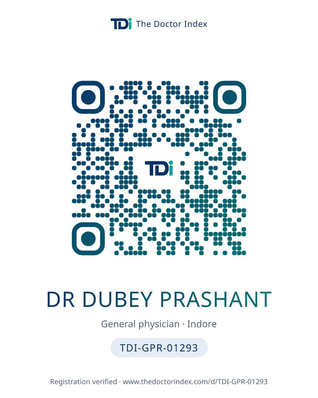 QR card for Dr Dubey Prashant, TDI-GPR-01293