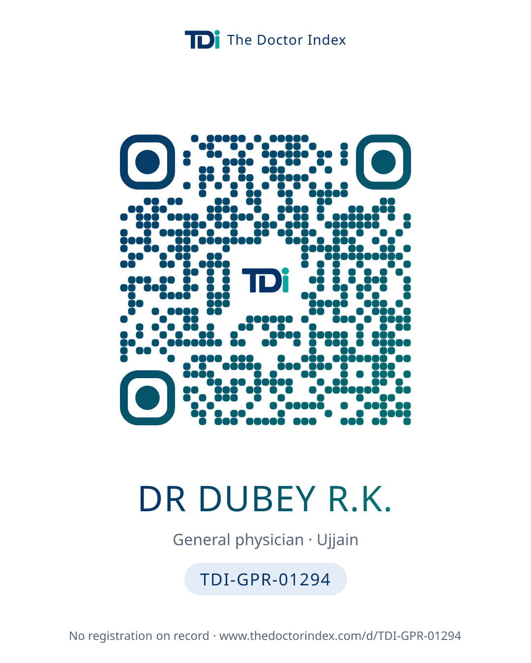 QR card for Dr Dubey R.K., TDI-GPR-01294
