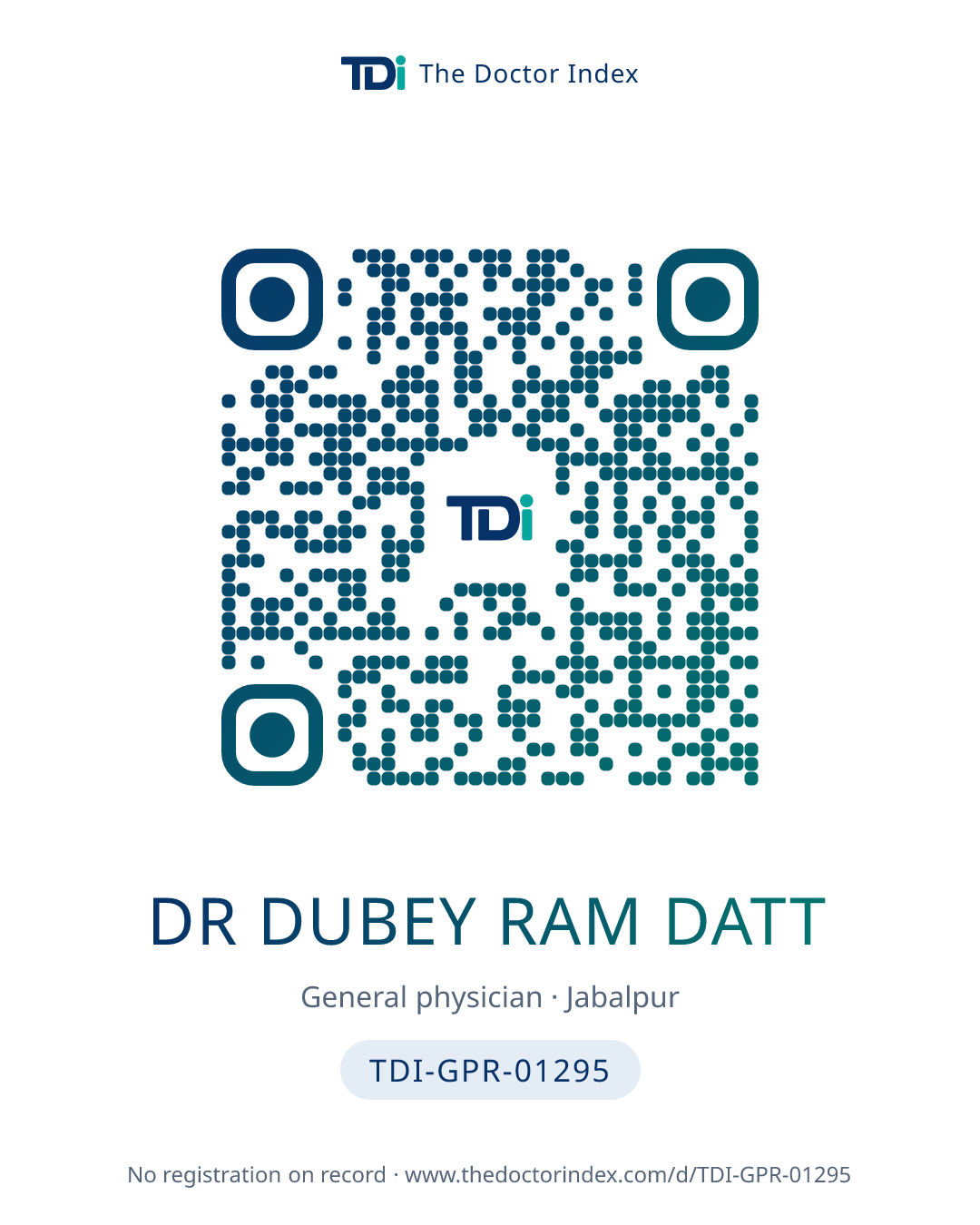 QR card for Dr Dubey Ram Datt, TDI-GPR-01295