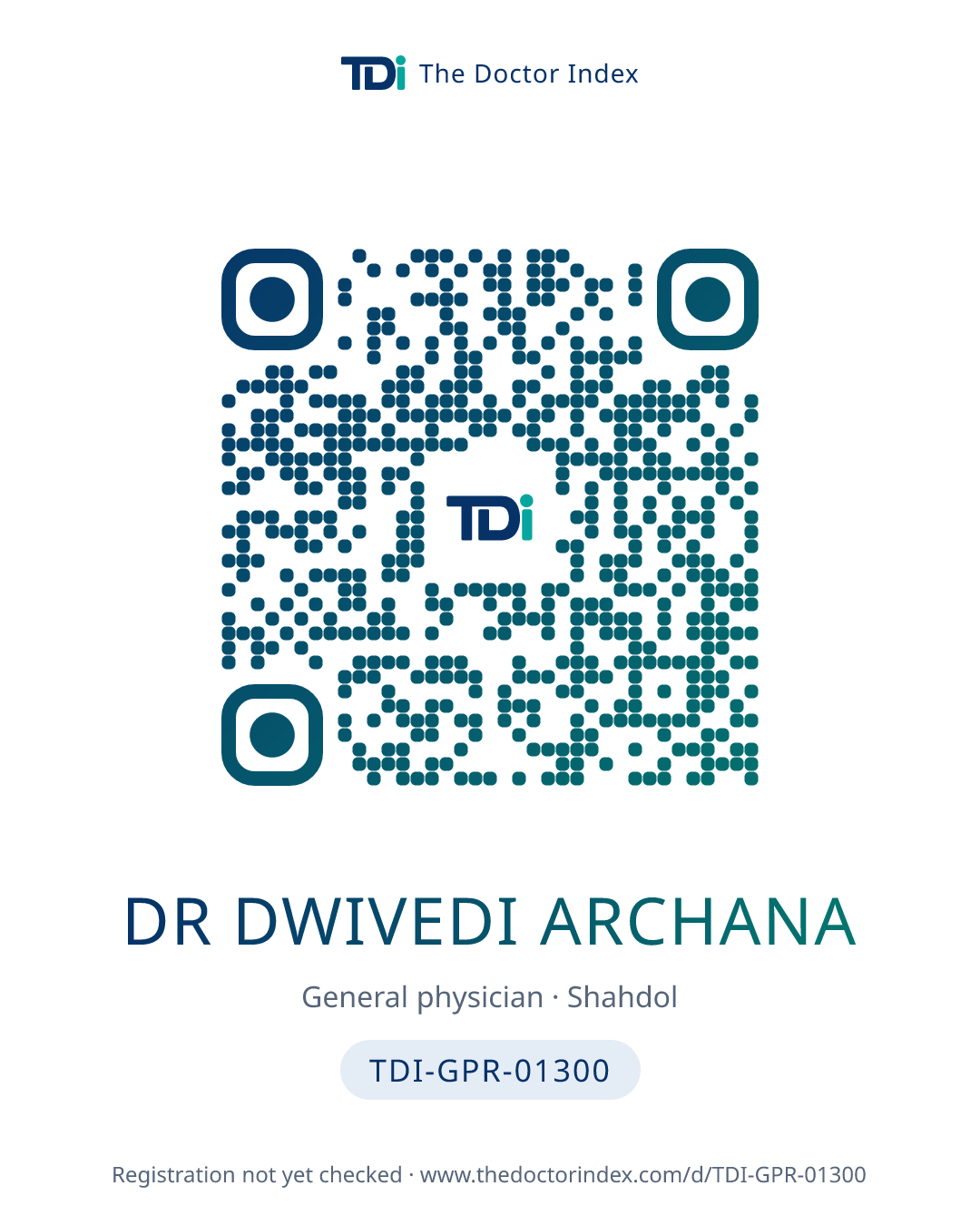 QR card for Dr Dwivedi Archana, TDI-GPR-01300
