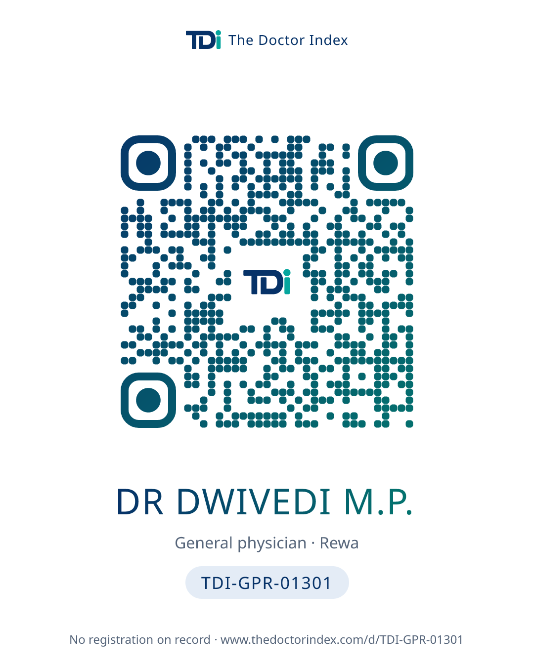 QR card for Dr Dwivedi M.P., TDI-GPR-01301