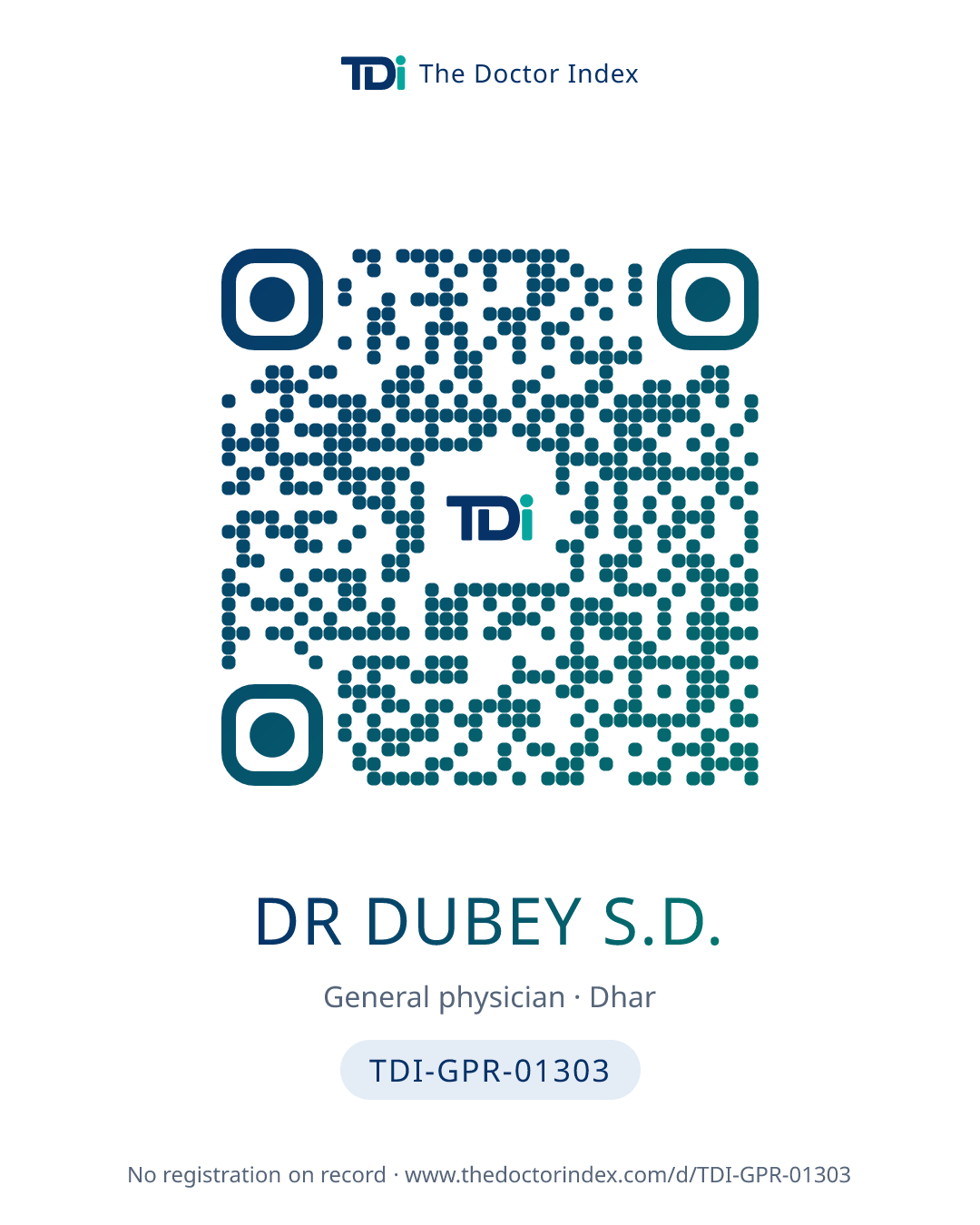 QR card for Dr Dubey S.D., TDI-GPR-01303