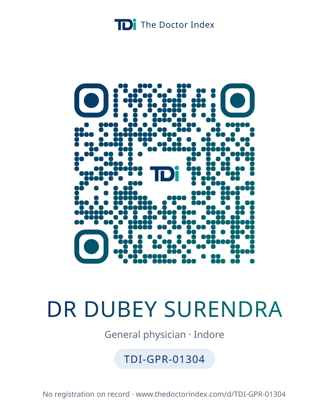 QR card for Dr Dubey Surendra, TDI-GPR-01304