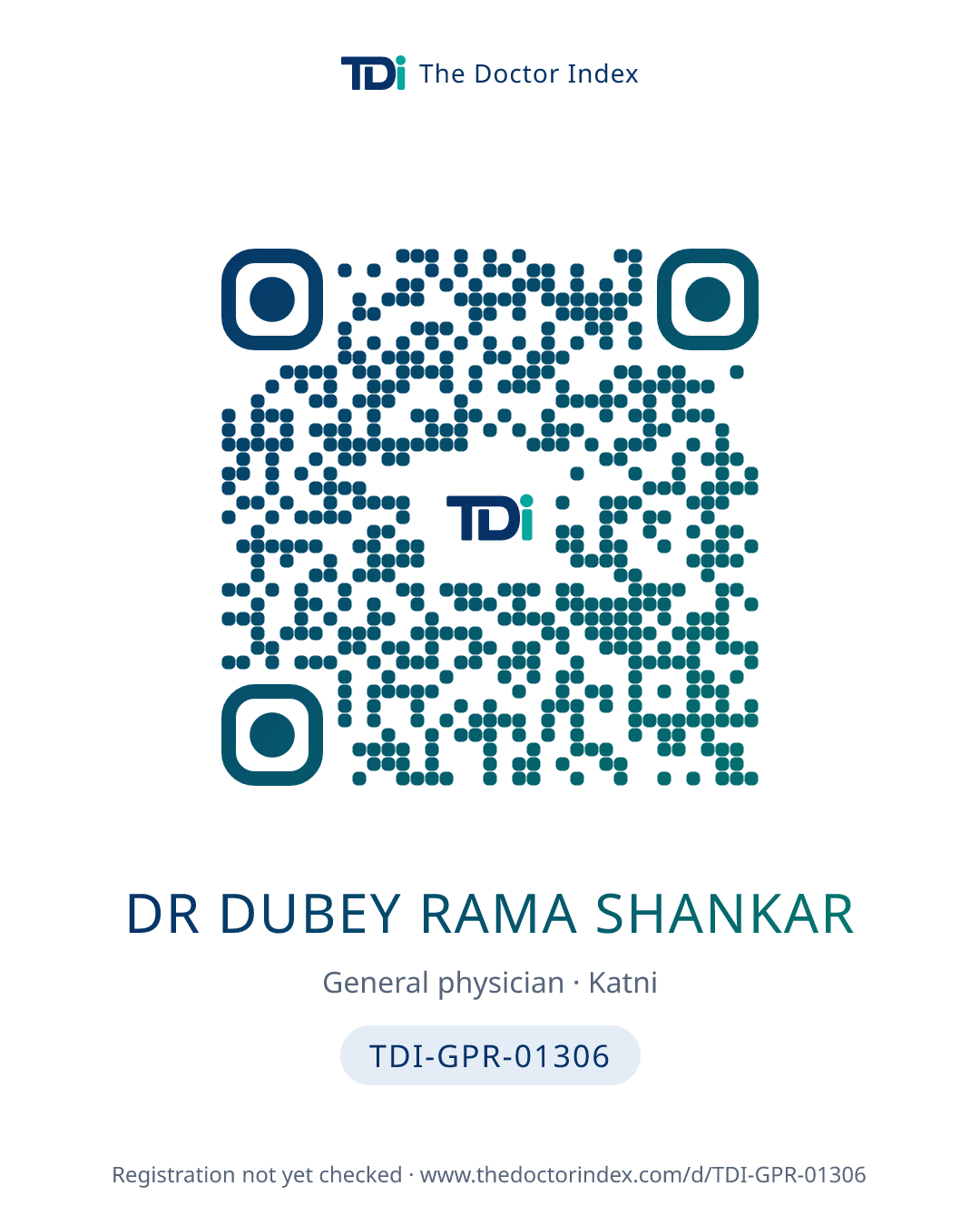 QR card for Dr Dubey Rama Shankar, TDI-GPR-01306