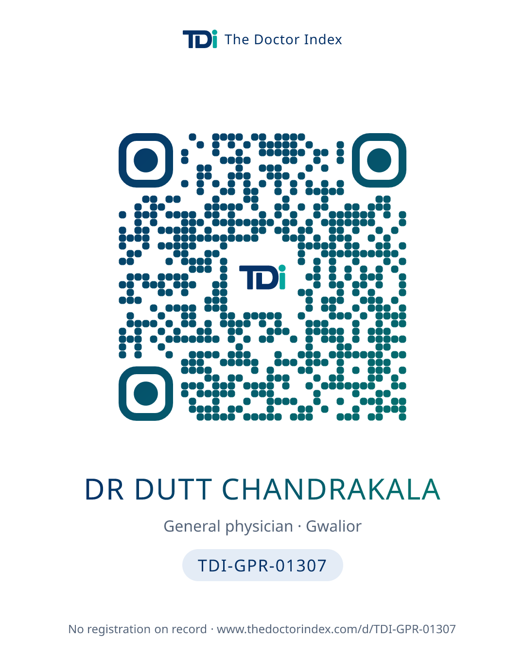 QR card for Dr Dutt Chandrakala, TDI-GPR-01307