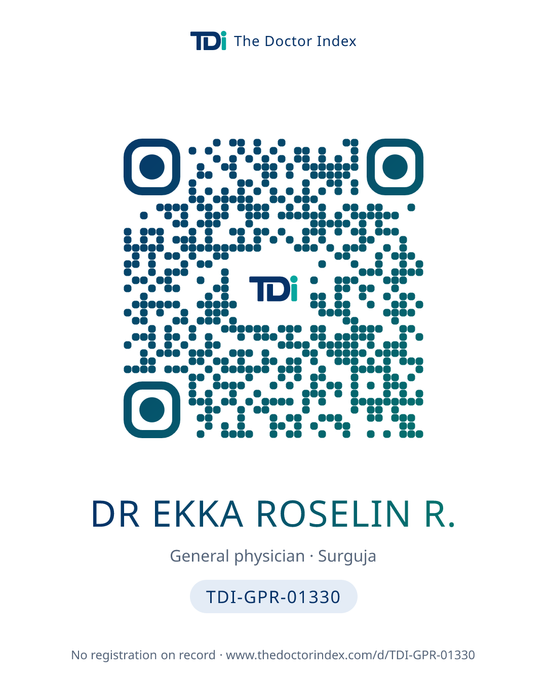 QR card for Dr Ekka Roselin R., TDI-GPR-01330