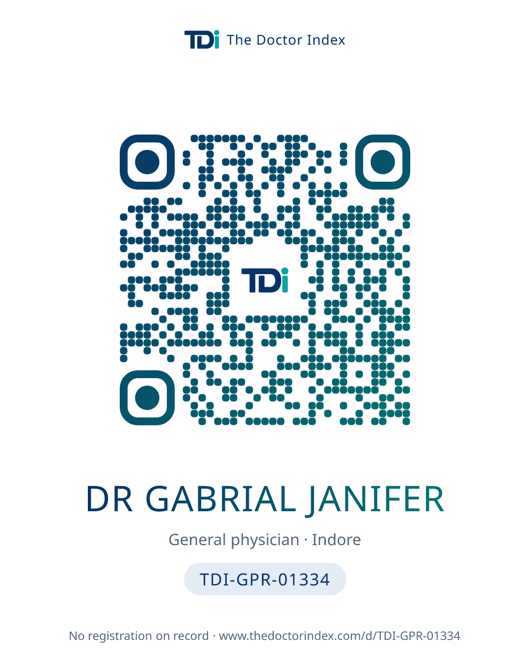 QR card for Dr Gabrial Janifer, TDI-GPR-01334