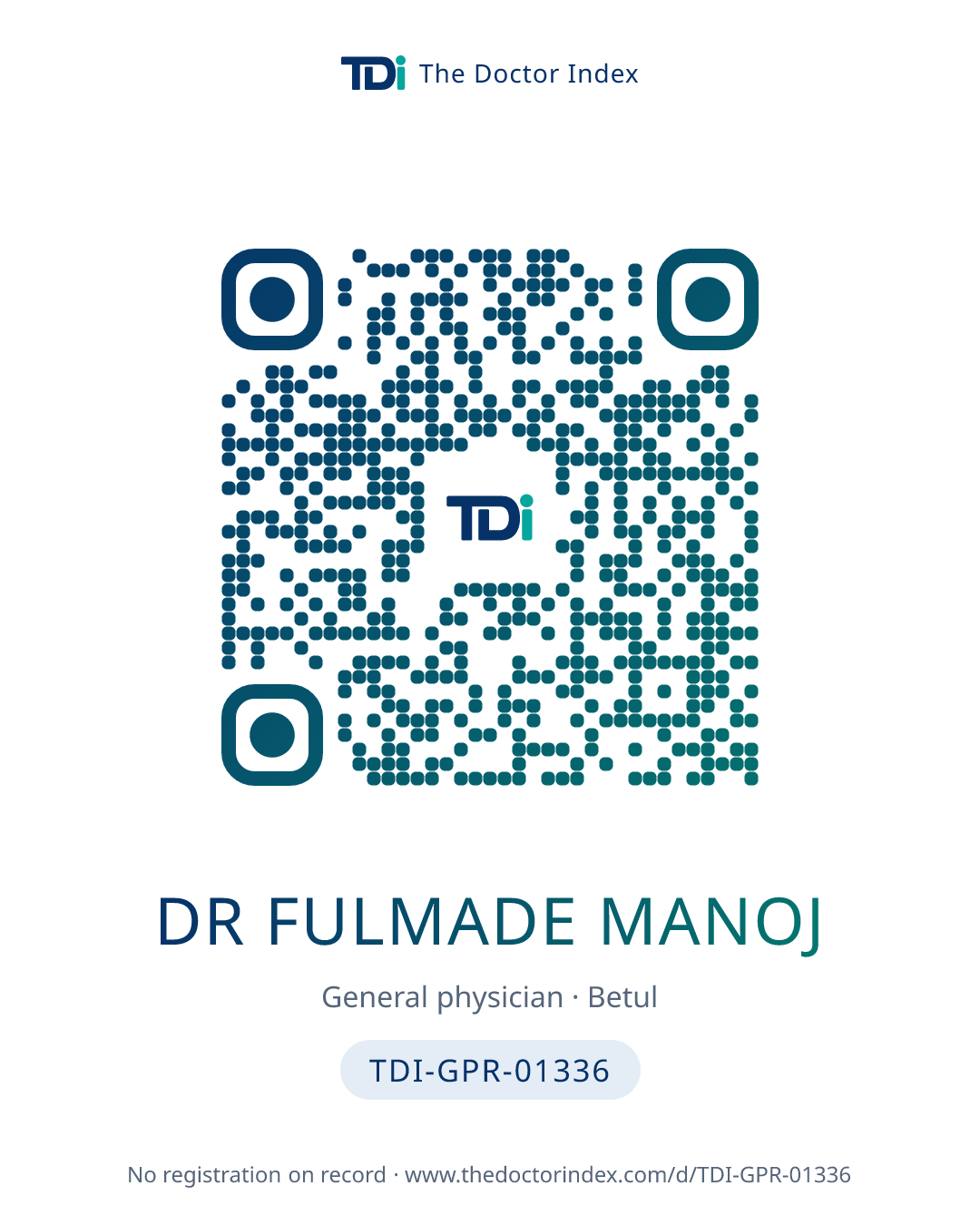 QR card for Dr Fulmade Manoj, TDI-GPR-01336