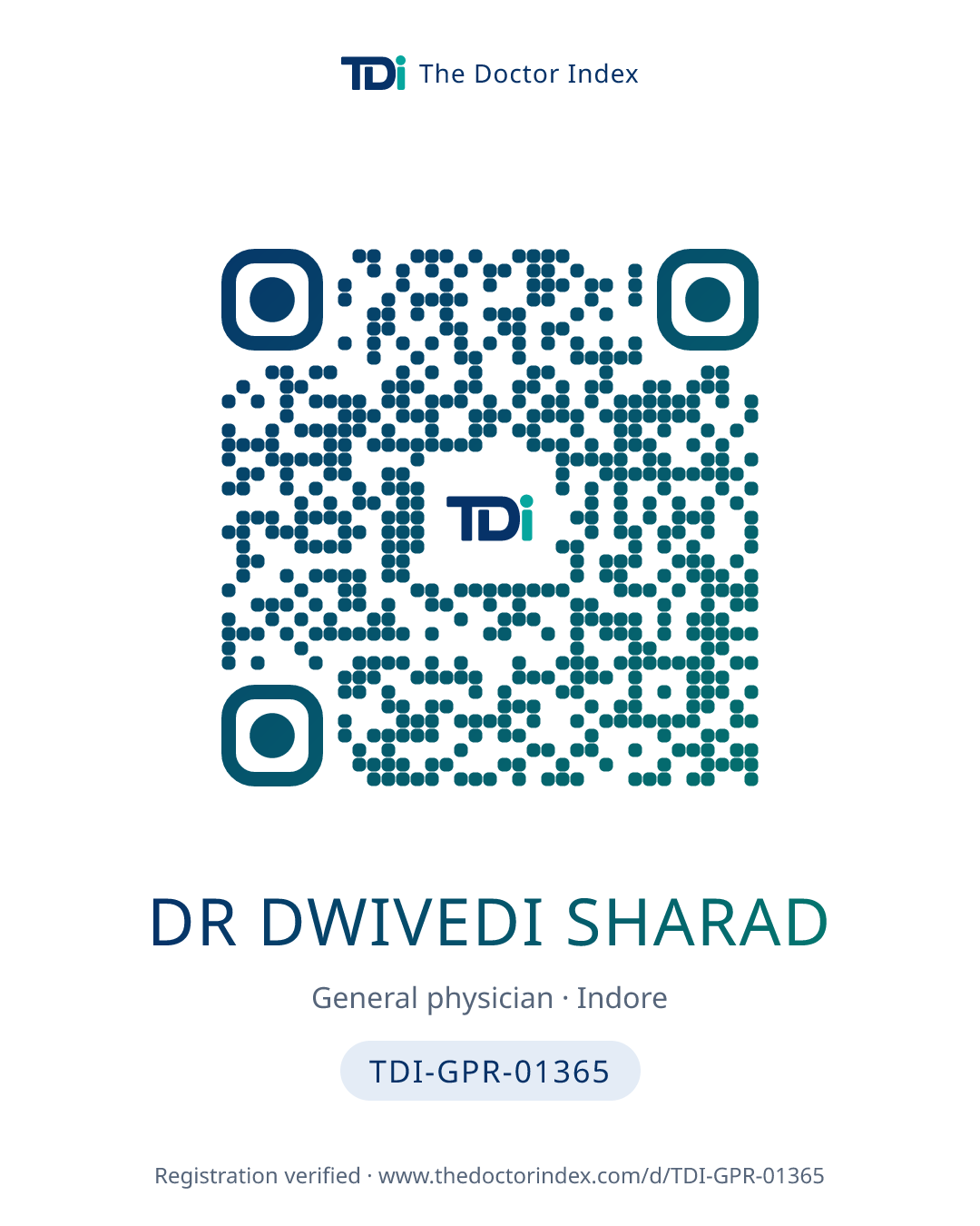 QR card for Dr Dwivedi Sharad, TDI-GPR-01365