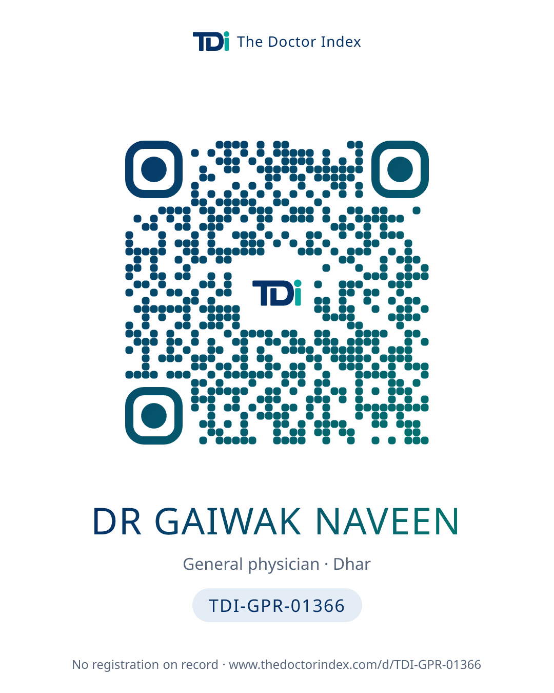 QR card for Dr Gaiwak Naveen, TDI-GPR-01366