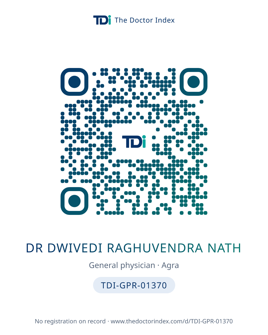 QR card for Dr Dwivedi Raghuvendra Nath, TDI-GPR-01370