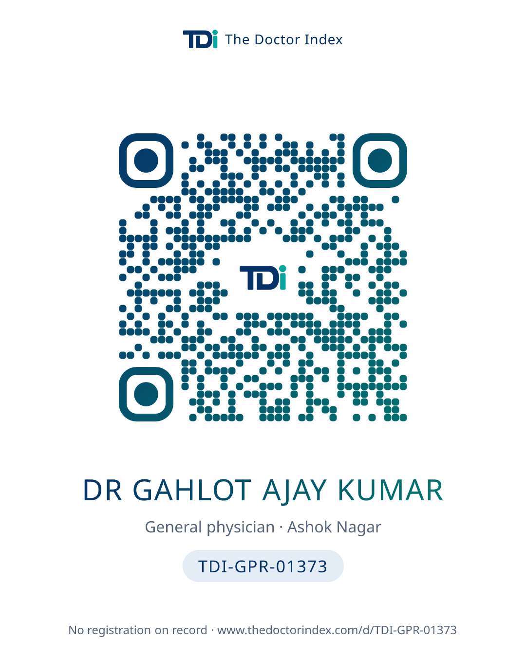 QR card for Dr Gahlot Ajay Kumar, TDI-GPR-01373