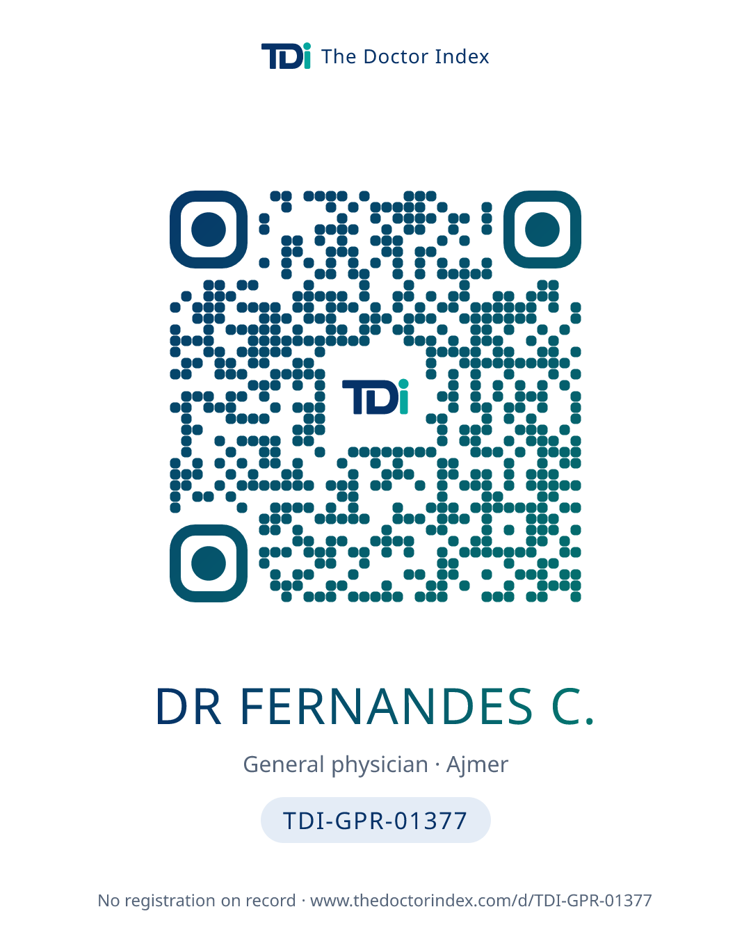 QR card for Dr Fernandes C., TDI-GPR-01377