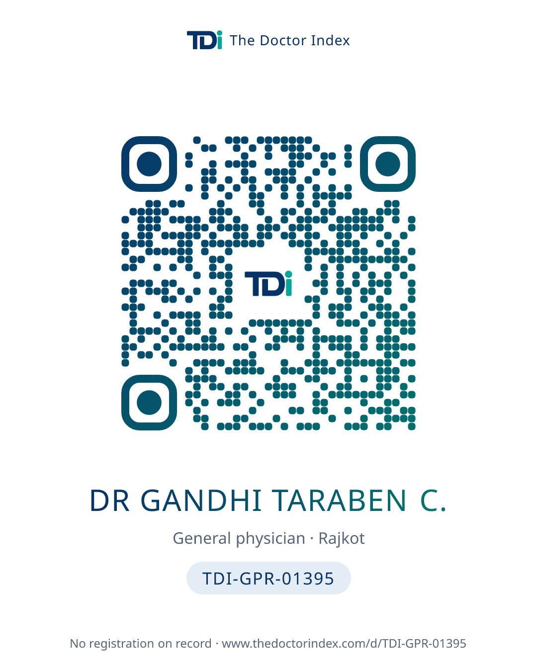 QR card for Dr Gandhi Taraben C., TDI-GPR-01395
