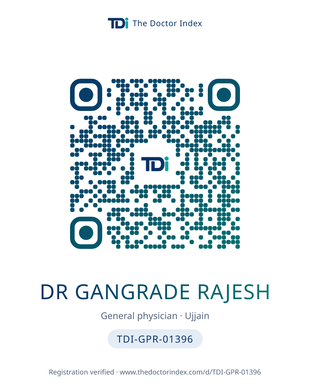 QR card for Dr Gangrade Rajesh, TDI-GPR-01396