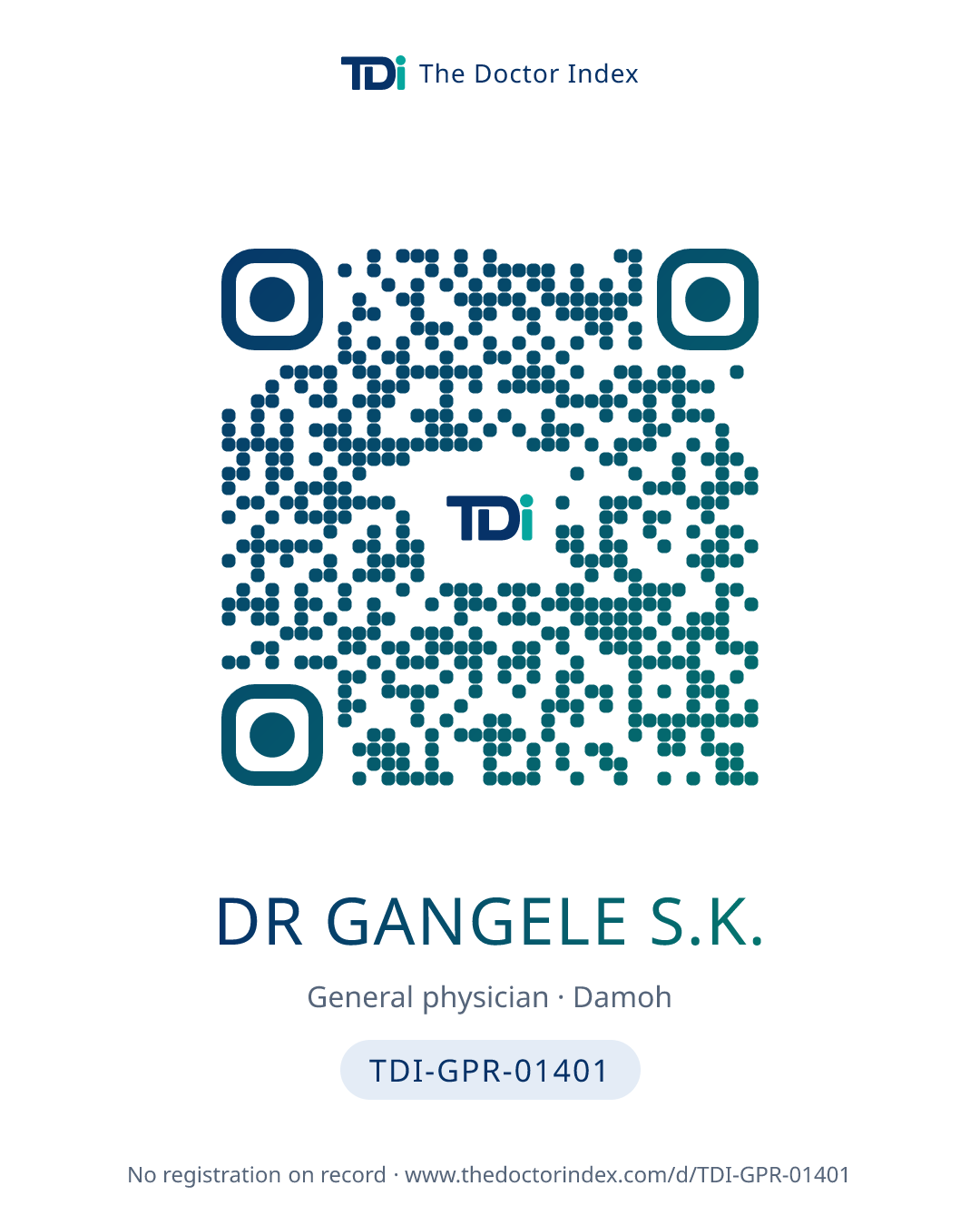 QR card for Dr Gangele S.K., TDI-GPR-01401