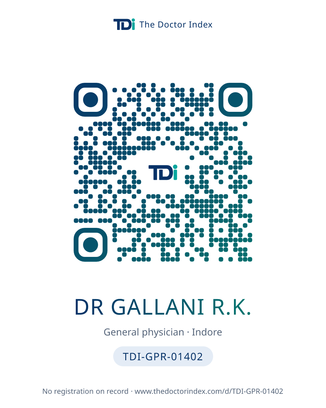 QR card for Dr Gallani R.K., TDI-GPR-01402